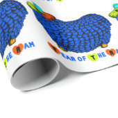 Funny Blue Ram Chinois Année Zodiac Papier cadeau (Coin rond)