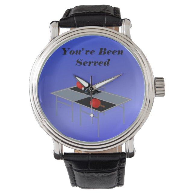 Funny Blue Table Tennis, Wrist Watch Horloge (Voorkant)
