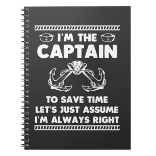 Funny Boat Kapitein Humor Boating Joke Sailor Notitieboek
