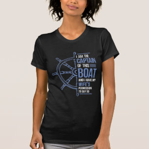 Funny Boat Kapitein Husband Wifes Permission T-shirt