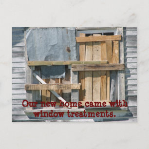 Funny Boated Up Window We hebben nieuwe adreskaart Aankondigingskaart
