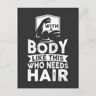 Funny Bodybuilder No Hair Bald Head Athlete Briefkaart