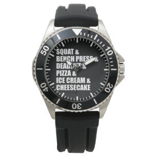 Funny Bodybuilding Gym Pizza Ice Cream Cheese Cake Horloge