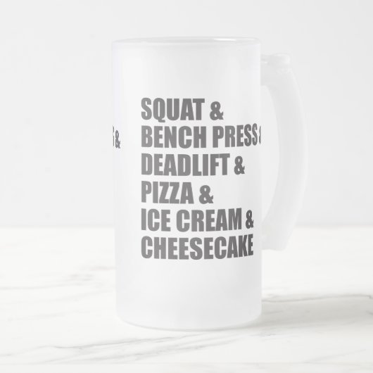 Funny Bodybuilding Gym Pizza Ice Cream Cheese Cake Matglas Bierpul (Voorkant rechts)
