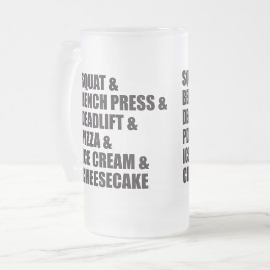 Funny Bodybuilding Gym Pizza Ice Cream Cheese Cake Matglas Bierpul (Voorkant links)