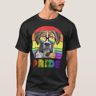 Funny Boer Dog Rainbow Sunbril LGBT Lesbian T-shirt