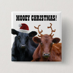 Funny Boerderij Mooey kerstkoeien Button