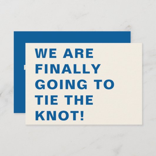 Funny Bold Modern Cobalt Blue Typography Wedding Save The Date (Voorkant / Achterkant)