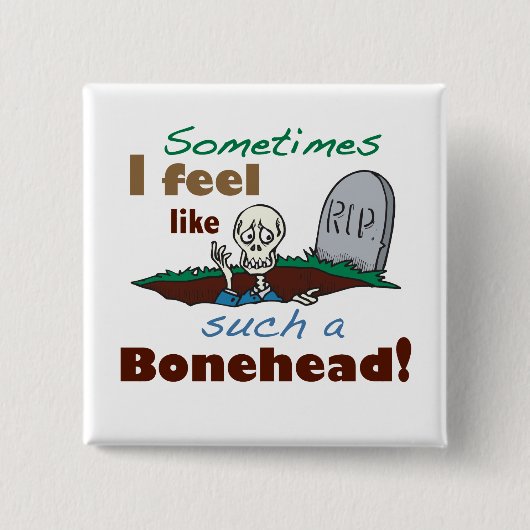 Funny Bonehead Skeleton Vierkante Button 5,1 Cm (Voorkant)