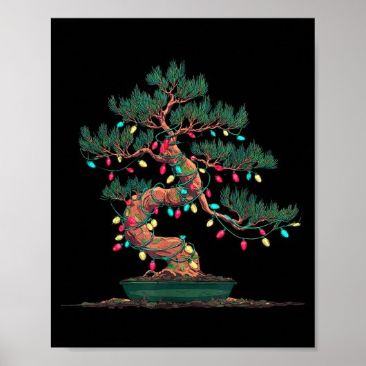 Funny Bonsai Tree Christmas Graphics Lights Lover  Poster (Voorkant)