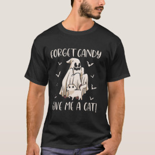 Funny Boo Ghost Black Cat Vergeet Snoep Geef Mij K T-shirt