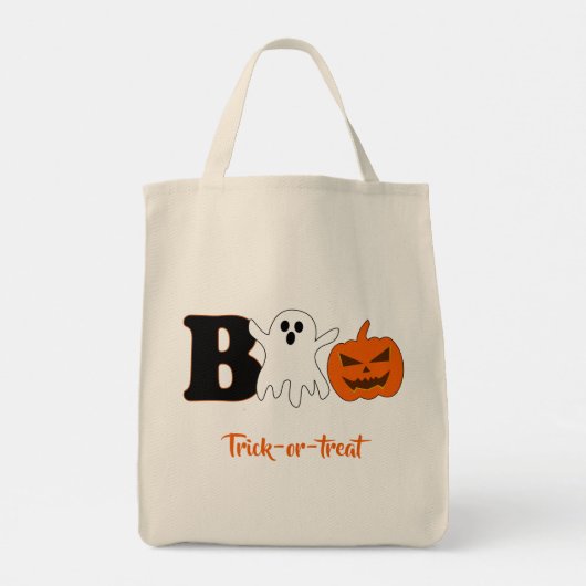 Funny Boo Halloween Canvas tas (Achterkant)