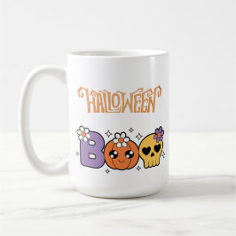 Funny Boo Halloween White &orang Koffiemok