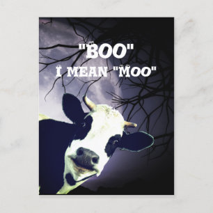 Funny Boo Ik bedoel Moo Koe Moon Halloween Card Briefkaart