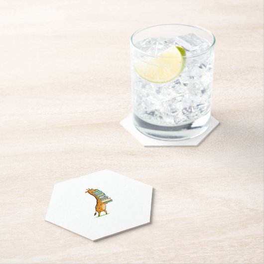 Funny Book Reading Giraffe I Love My Library Kartonnen Onderzetters (Insitu)