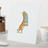 Funny Book Reading Giraffe I Love My Library Reclamebord Met Voetstuk (Insitu)