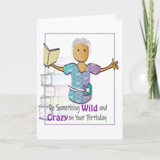 Funny Bookworm Birthday Kaart voor haar (Voorkant)