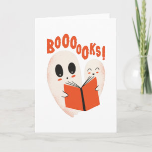 Funny Bookworm Ghost Halloween Costume Booooks Kaart