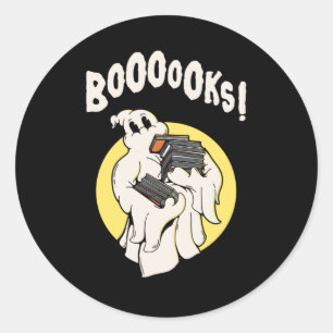 Funny Bookworm Ghost Halloween Costume Booooks Ronde Sticker