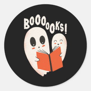 Funny Bookworm Ghost Halloween Costume Booooks Ronde Sticker