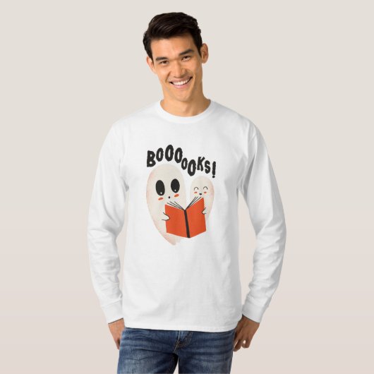 Funny Bookworm Ghost Halloween Costume Booooks T-shirt (Voorkant volledig)
