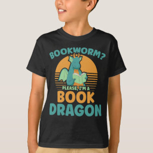 Funny Bookworm Kinder Dragon Lover Book Reader Fun T-shirt