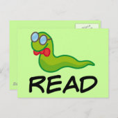 Funny Bookworm READ Gift Briefkaart (Voorkant / Achterkant)