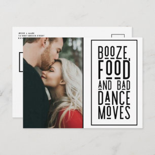 Funny Booze, Food, Bad Dance Moves Photo Save Date Aankondigingskaart