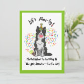 Funny Border Collie Anniversaire Fête Invitation (Debout devant)