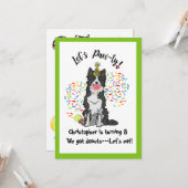Funny Border Collie Anniversaire Fête Invitation (Devant/Arrière en situation)