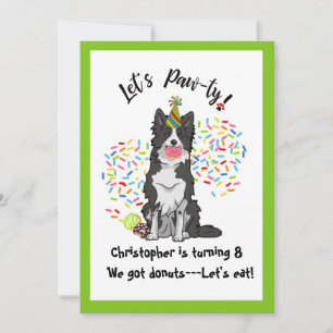 Funny Border Collie Birthday Party Invitation Kaart