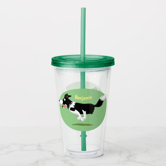 Funny Border Collie cartoon Acryl Drinkbeker (Voorkant)