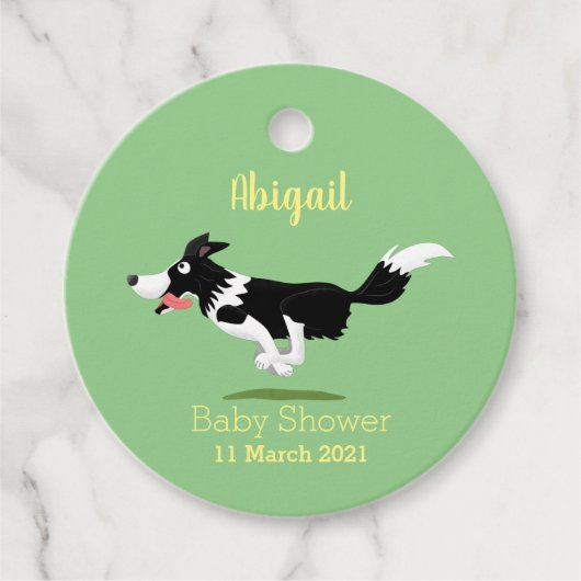 Funny Border Collie cartoon Bedankjes Labels (Voorkant)