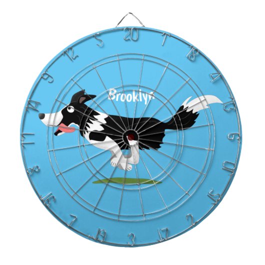 Funny Border Collie cartoon Dartbord (Voorkant)