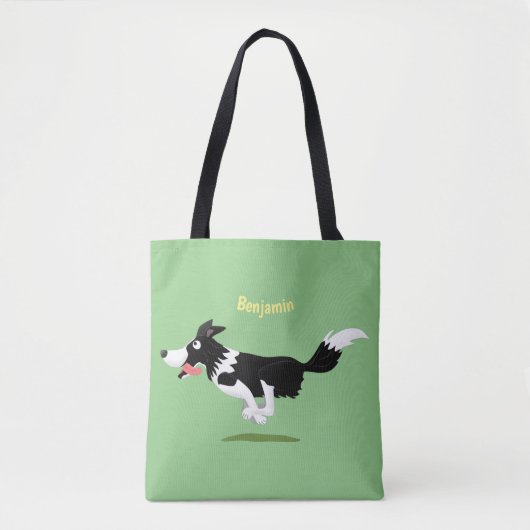 Funny Border Collie cartoon Draagtas (Voorkant)