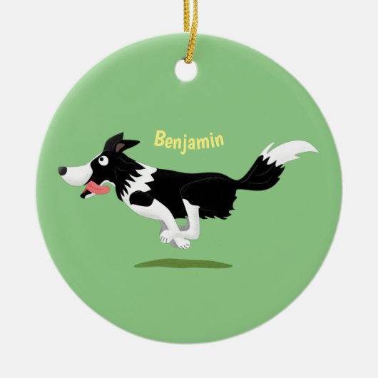 Funny Border Collie cartoon Keramisch Ornament (Voorkant)