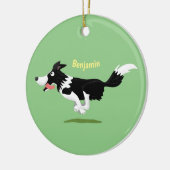 Funny Border Collie cartoon Keramisch Ornament (Links)