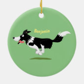 Funny Border Collie cartoon Keramisch Ornament (Achterkant)
