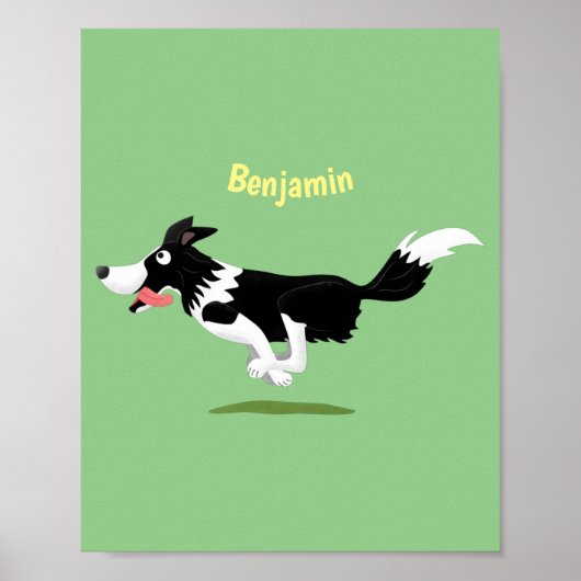 Funny Border Collie cartoon Poster (Voorkant)