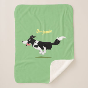 Funny Border Collie cartoon Sherpa Deken