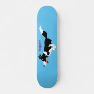 Funny Border Collie cartoon Skateboard