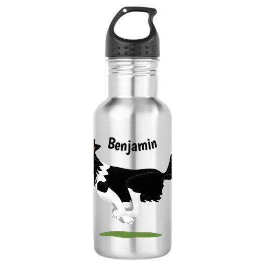Funny Border Collie cartoon Waterfles (Voorkant)
