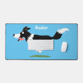 Funny Border Collie chien en course dessin animé (Clavier et souris)