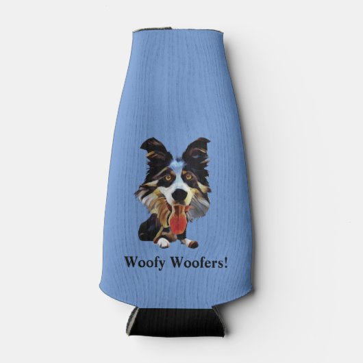 Funny Border Collie Dog Bottle Cooler (Voorkant)