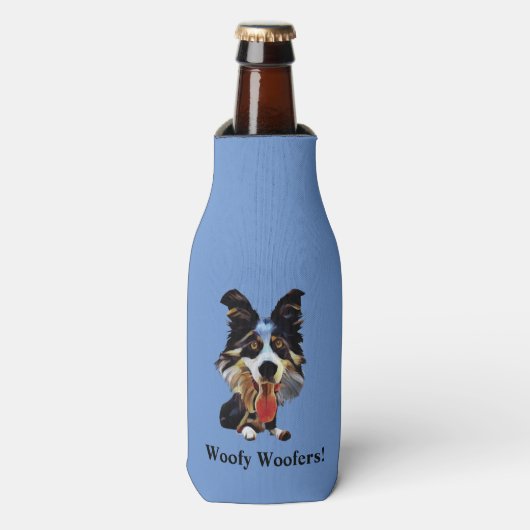 Funny Border Collie Dog Bottle Cooler (Fles Voorkant)