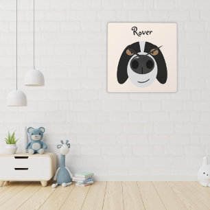 Funny border collie dog cartoon vierkante klok