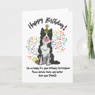 Funny Border Collie Dog Verjaardag Kaart Donuts