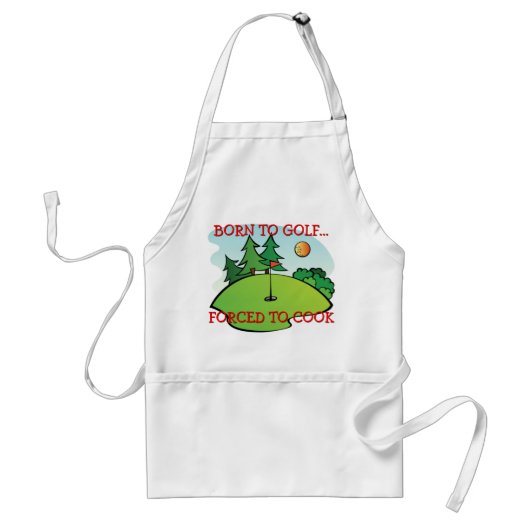 Funny Born To Golf Forced To Cook Quote Standaard Schort (Voorkant)