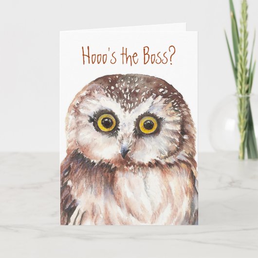 Funny Boss Day, Wise Owl Humor Kaart (Voorkant)