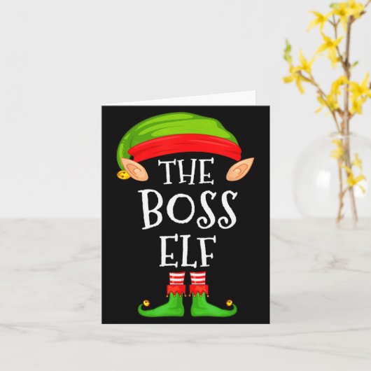 Funny Boss Elf Family Christmas Boss Elf Sweater M Kaart (Gele Bloem)